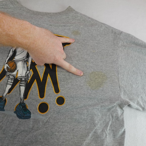 Adidas Shirt Mens XL Gray Basketball Logo Graphic Y2K 00s Flaws - Picture 11 of 14